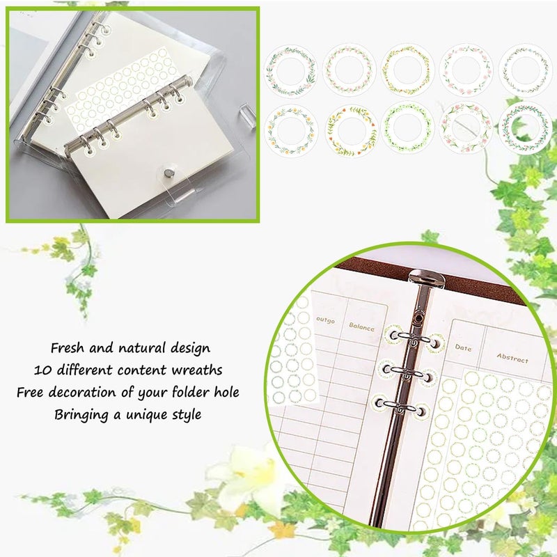 Well Tile Hole Punch Reinforcement Stickers Tear Resistant Hole Label Loose-Leaf Paper Labels Watercolor Plant Designs - 0.25 inch Binder Hole Reinforcements Labels for Hole-Punched Pages 2000 Pcs - Image 3